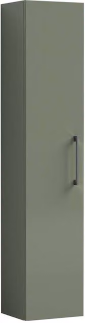 Balterley Bramshall Modern Wall Mounted Tall Storage Unit with Soft Close Hinged Doors in Matt Green, W: 30 cm