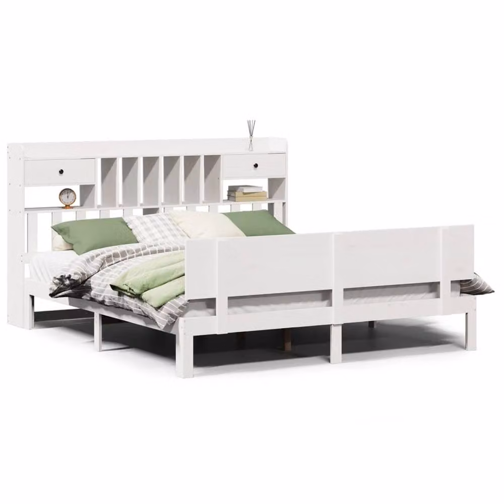 Berkfield Home Small Double Bed Frame with Drawers in White Sonoma Oak, W/D/H: 120 x 190 cm – 2