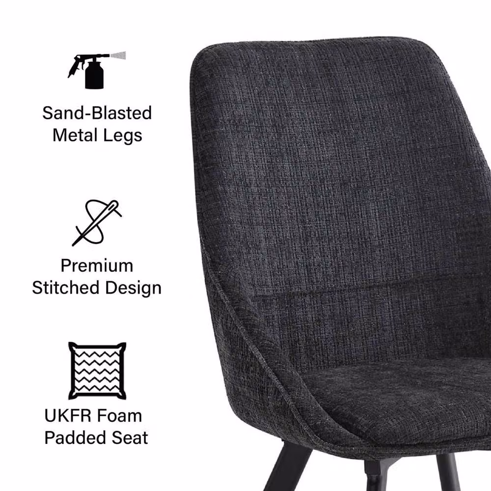FWStyle 5 Piece Modern Oak Dining Set with Brown Table and 4 Black Swivel Chairs, W: 180 cm, D: 90 cm, H: 75 cm – 3