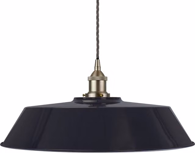SE Home Chancery Large Suspended Pendant Light in Navy Blue and Grey with Brushed Chrome Metal Finish