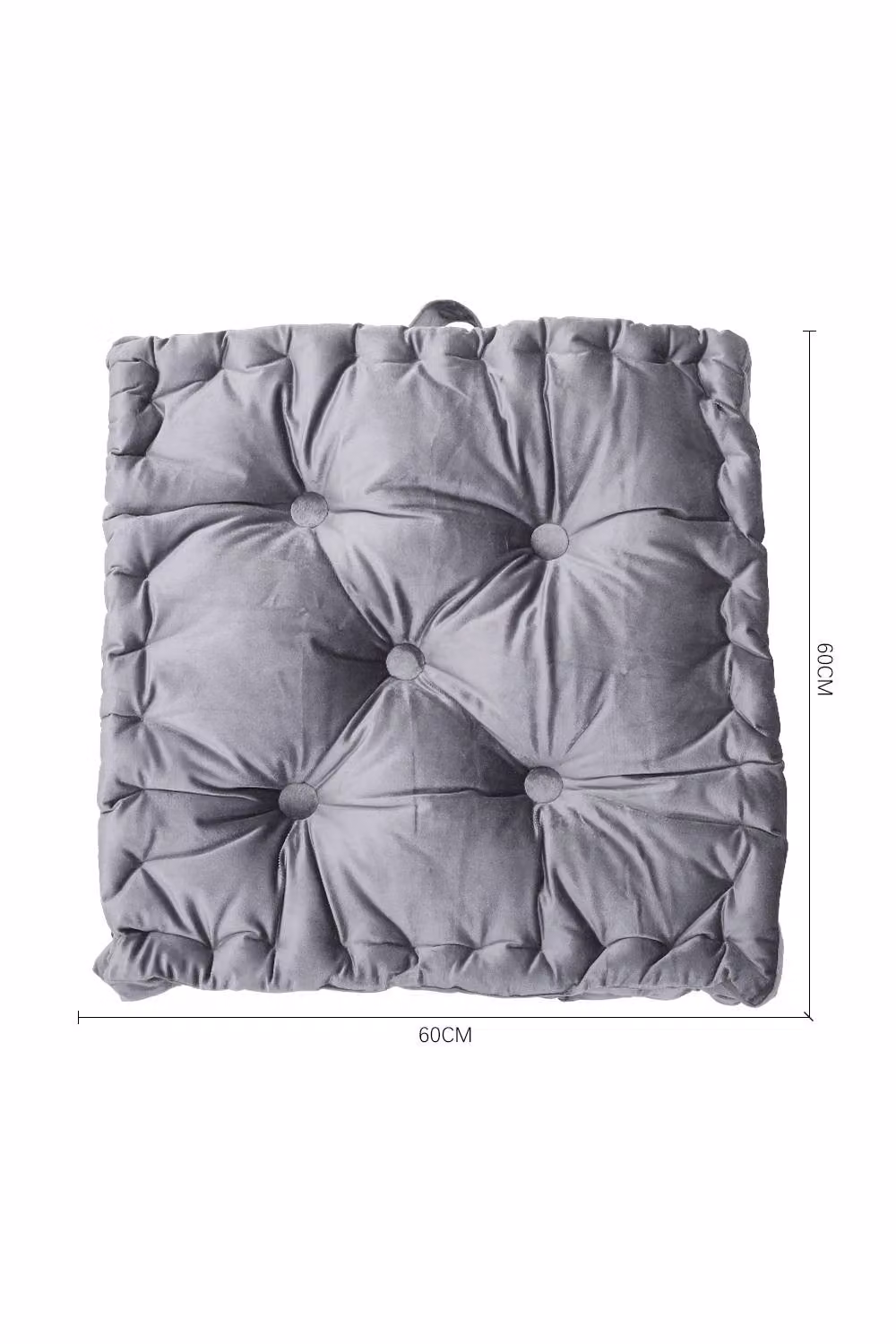 Living and Home Smoke Grey Italian Velvet Tufted Pleated Square Throw Pillow – 2