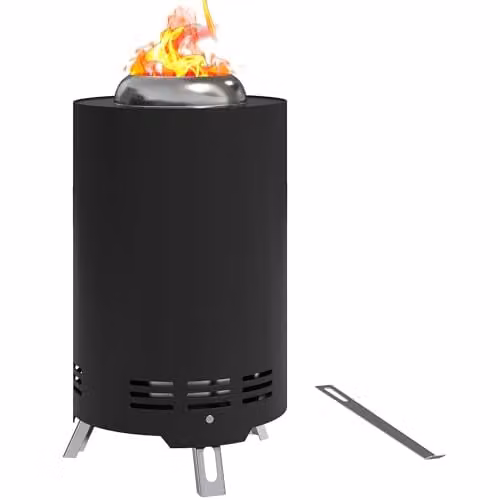 Outsunny Stainless Steel Smokeless Wood Burning Fire Pit in Black – 1
