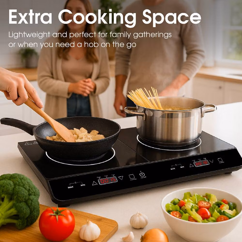 Abode AINDH2003 Portable Double Induction Hob with Digital Touch Control and Timer in Black – 4