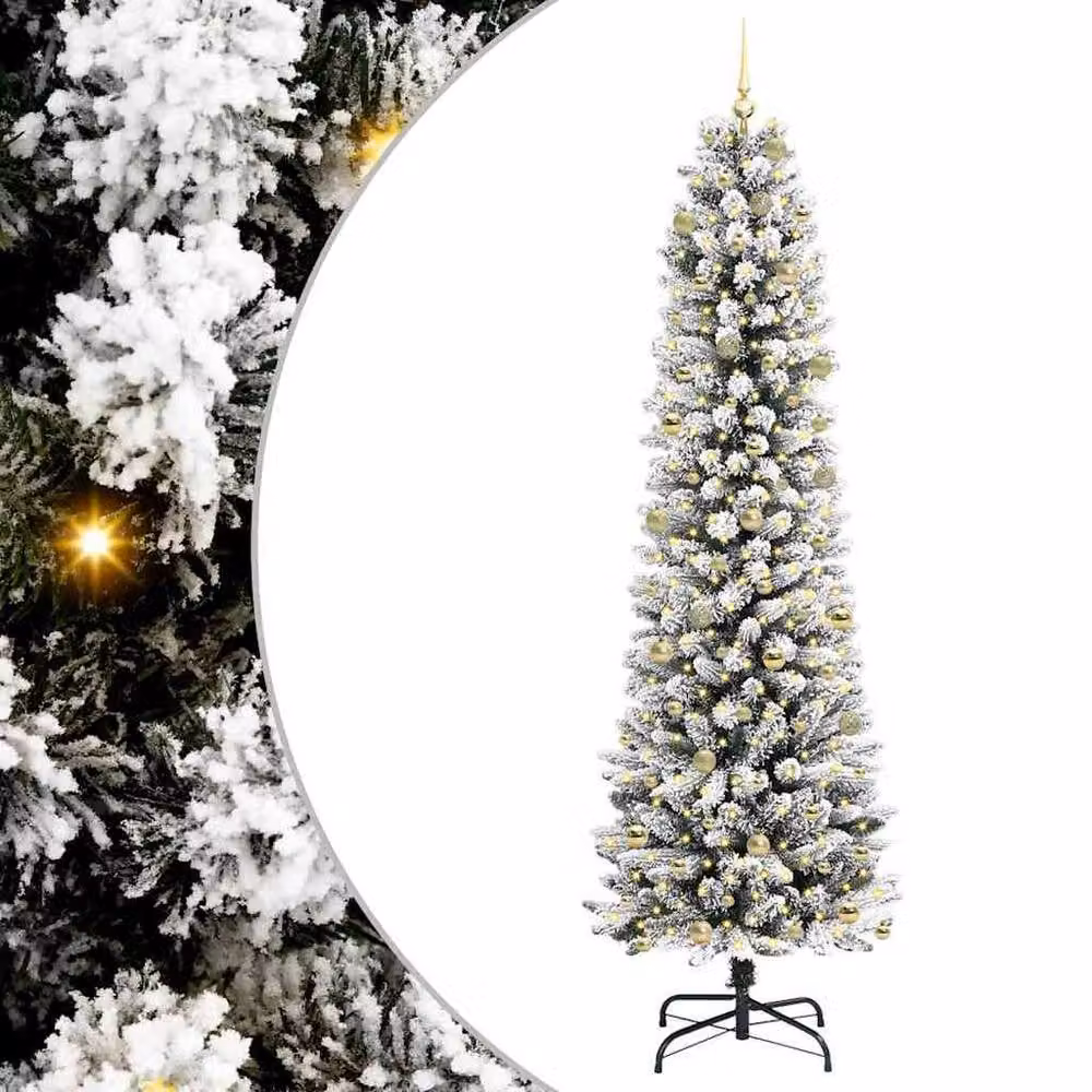 Berkfield Home Artificial Christmas Tree with 300 LEDs in Green, White and Black, Height: 240 cm – 2