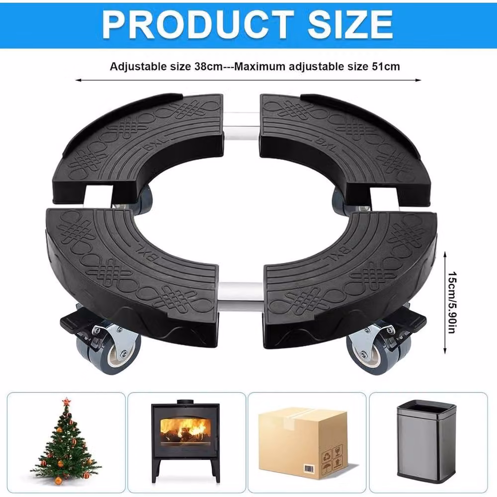 NESTLUNE Heavy Duty Plant Pot Trolley Mover Stand with Wheels, Black – 2