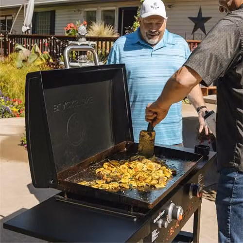 Blackstone 28 inch Black Griddle BBQ Station with Lid and Stainless Steel Cart – 5