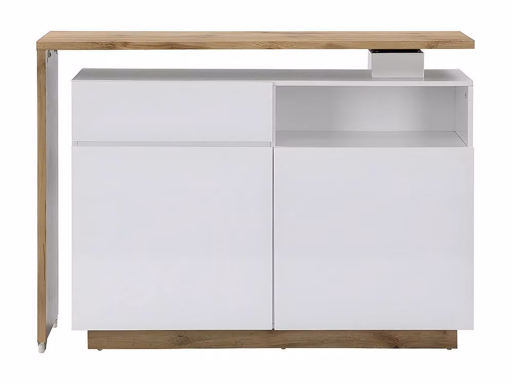 Vente-unique Swivel Bar Unit in White MDF with 2 Doors, 1 Drawer and 1 Compartment, W/D/H: 130 x 40 x 95 cm – 2