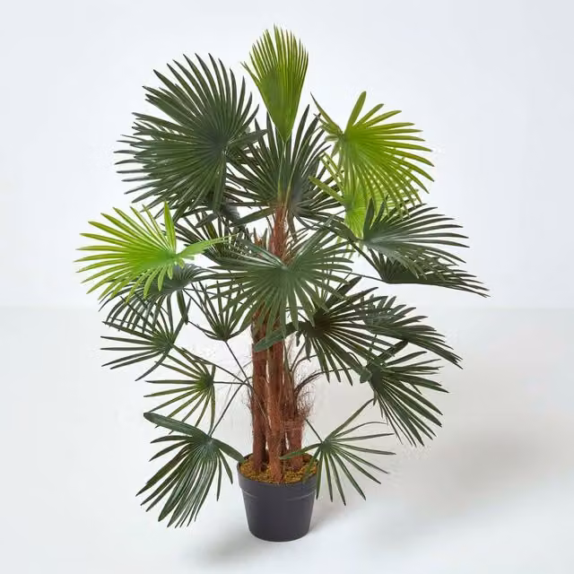 Homescapes Green Artificial Lady Palm Rhapis Tree with Pot, Height: 90 cm – 1