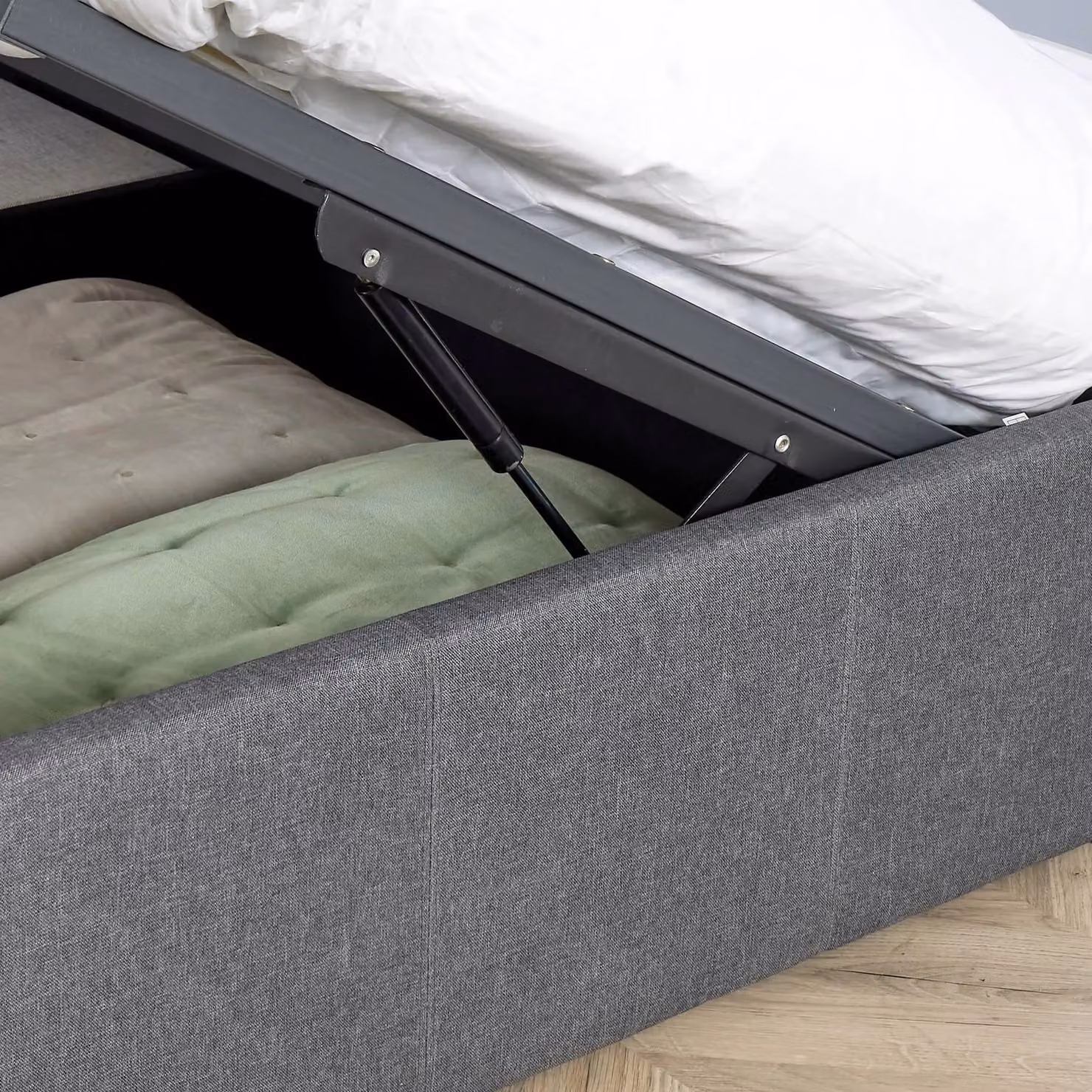 Home Source Horizon Ottoman Side Gas Lift Bed Frame in Grey, W/D/H: 90 x 200 cm – 2