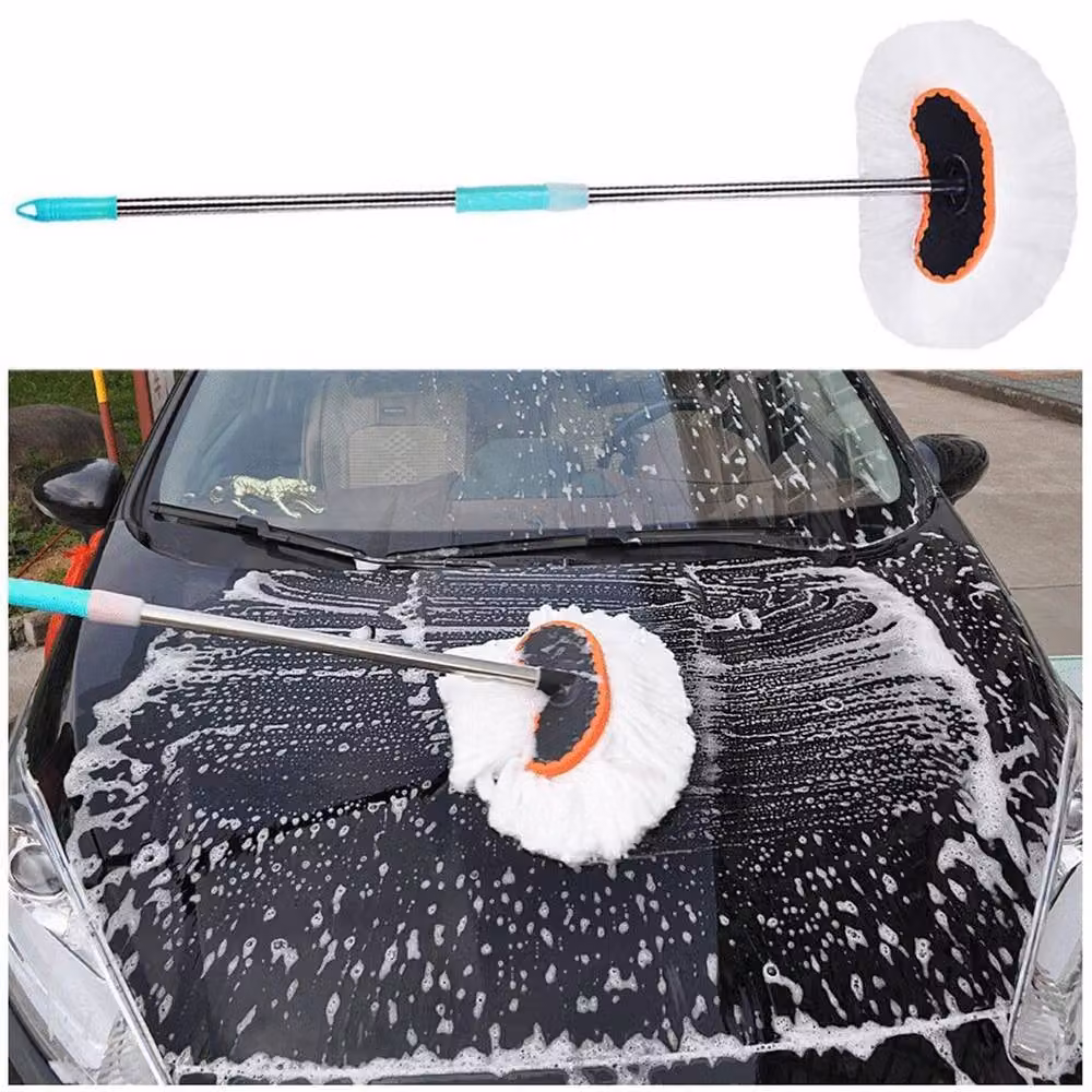 FLAVORA Multicolour Microfibre Car Wash Mop with Telescopic Handle – 2