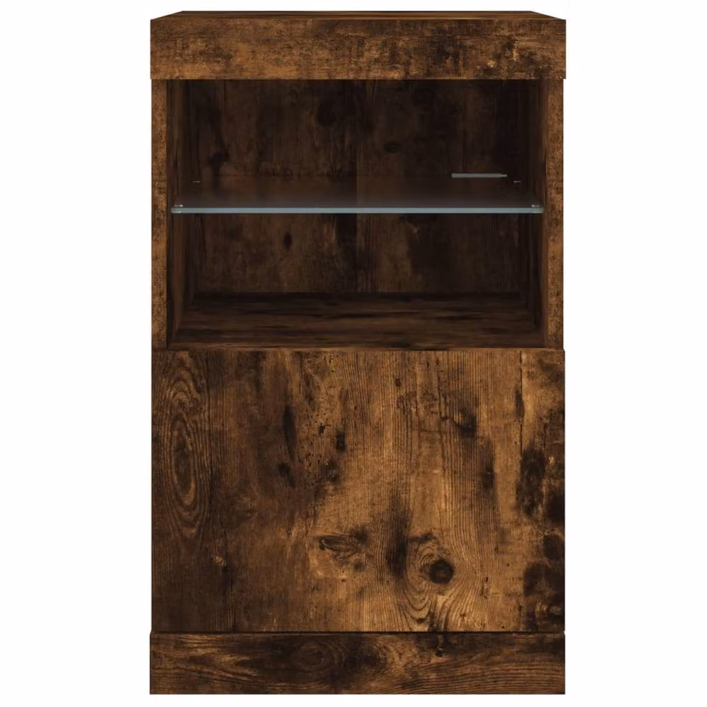 Berkfield Home Sideboard with Integrated LED Lights in Smoked Oak Brown, W: 41 cm, D: 37 cm, H: 67 cm – 5