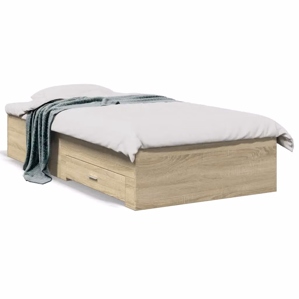 Berkfield Home Small Single Bed Frame with Drawers in Sonoma Oak Brown, W: 75 cm, L: 190 cm – 2