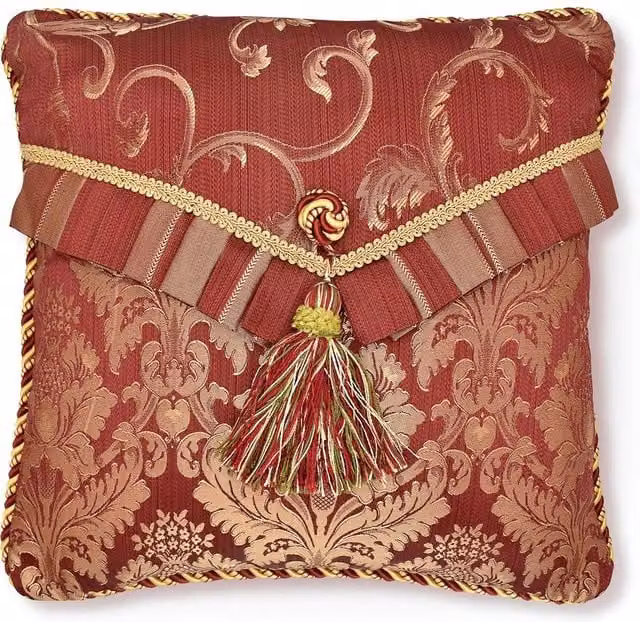 Intimates Raajh Cuf Burgundy Floral Jacquard Filled Cushion, W x D: 43 x 43 cm