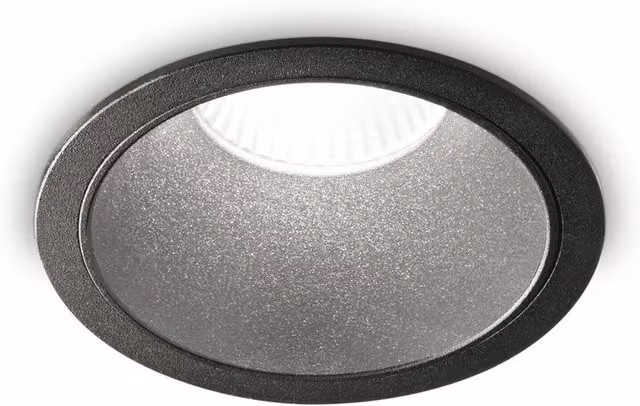 Ideal Lux Game Round Recessed Downlight in Black, Diameter: 12 cm