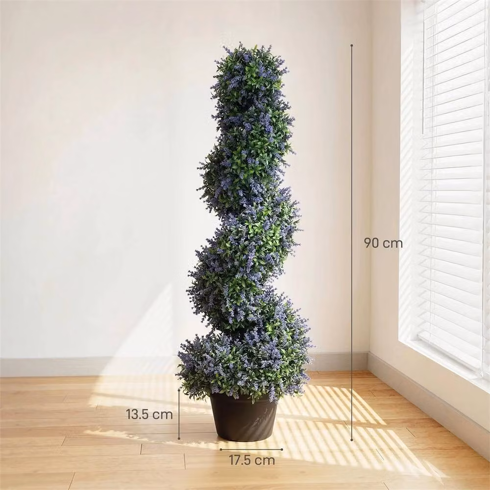 Havendro Set of 2 Purple Artificial Lavender Topiary Trees, Height: 90 cm – 2