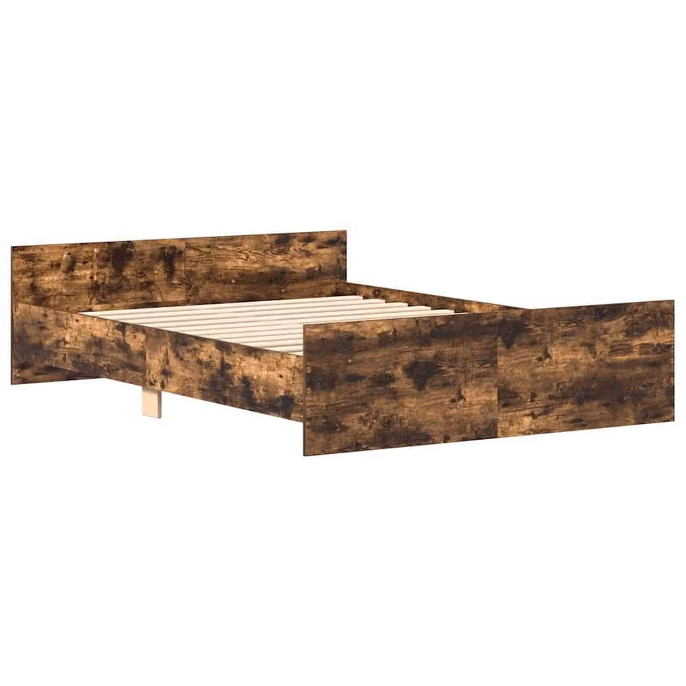 Berkfield Home Small Double Bed Frame with Headboard and Footboard in Smoked Oak Brown, W/D/H: 120 x 190 cm – 3
