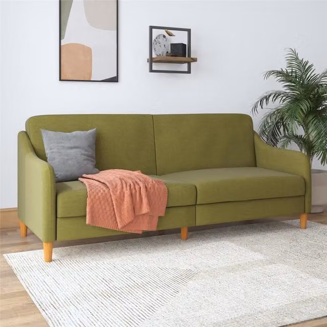 Dorel Home Jasper Mid-Century Green Linen Coil Sofa Bed