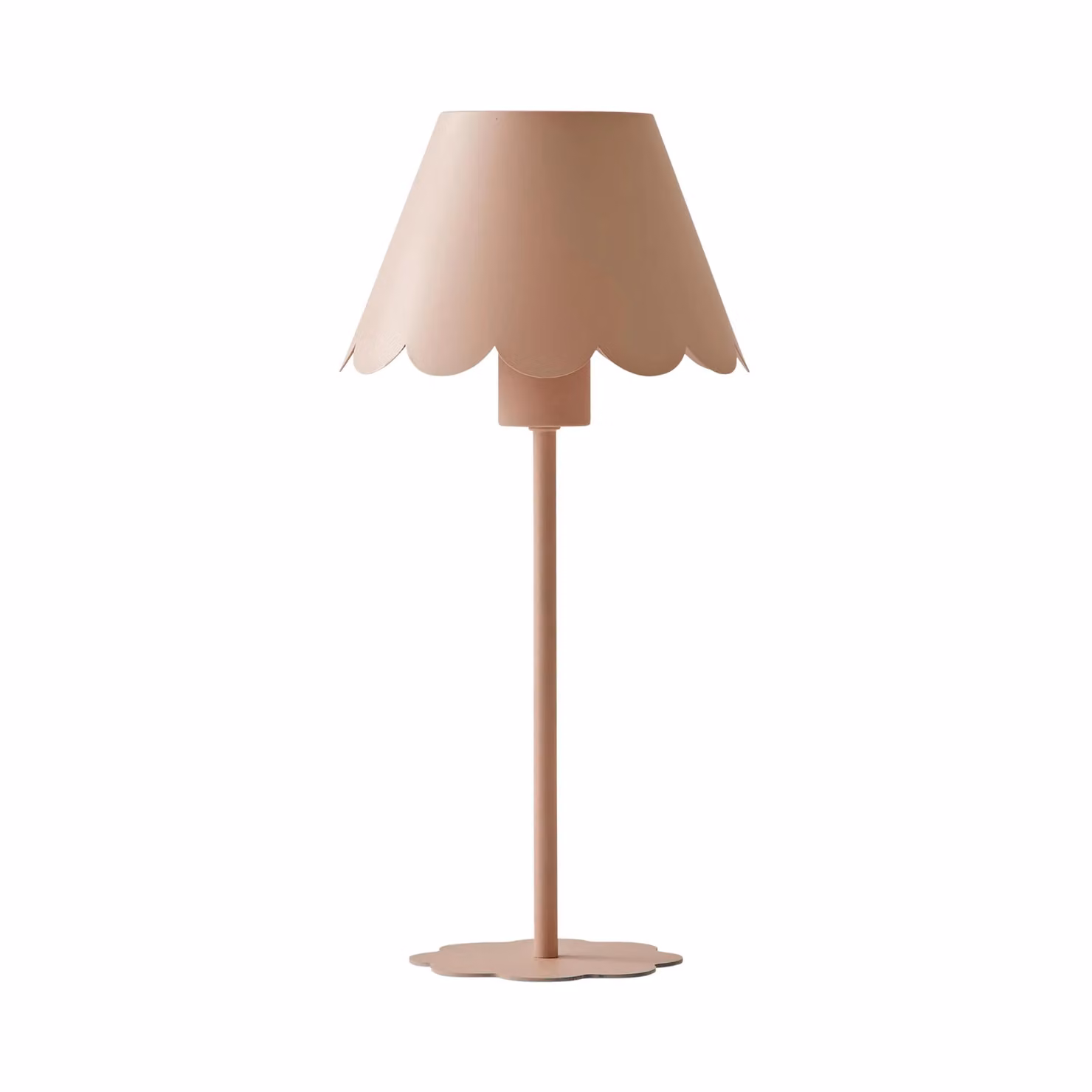 ValueLights Hattie Rechargeable Metal Scalloped Edge Portable Table Lamp in Pale Pink – 2
