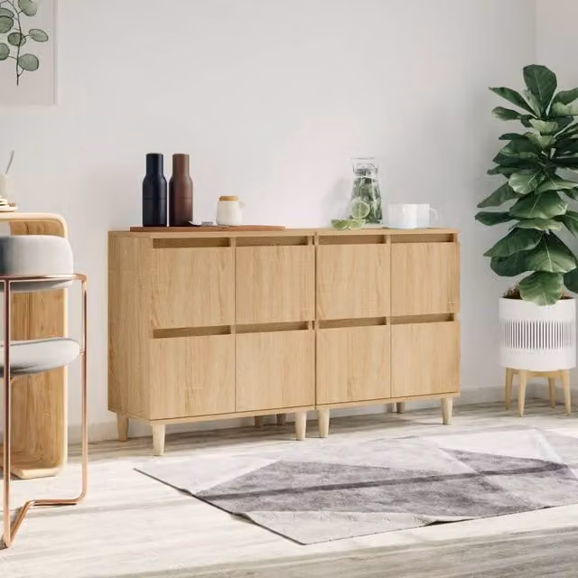 Berkfield Home Set of 2 Sonoma Oak Sideboards in Brown, W/D/H: 60 x 35 x 70 cm