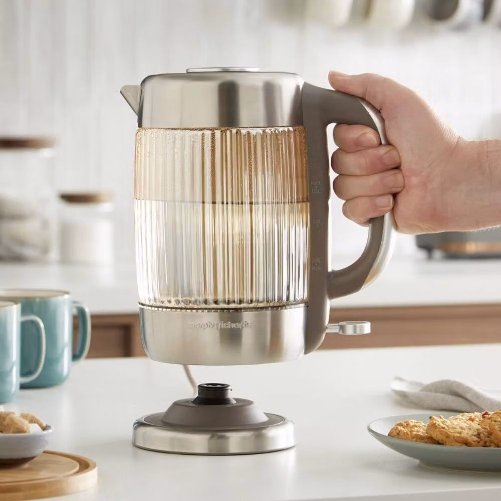 Morphy Richards Lantern Ribbed Glass and Stainless Steel Kettle in Amber – 3