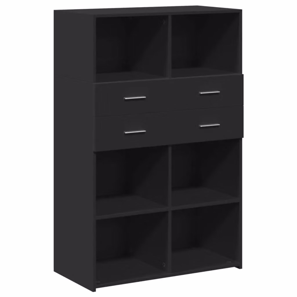 Berkfield Home Modern Black Matt Highboard with Internal Drawers and Shelves, W: 80 cm, D: 42.5 cm, H: 124 cm – 2