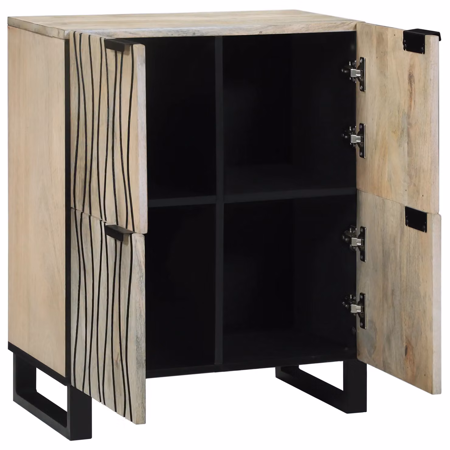 Berkfield Mango Wood and Metal Media Storage Cabinet in White and Black, W/D/H: 75 x 33.5 x 60 cm – 2