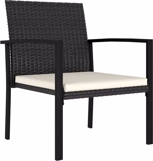 Berkfield Home Modern Poly Rattan Garden Dining Chairs, 2 Piece Set, Black – 1