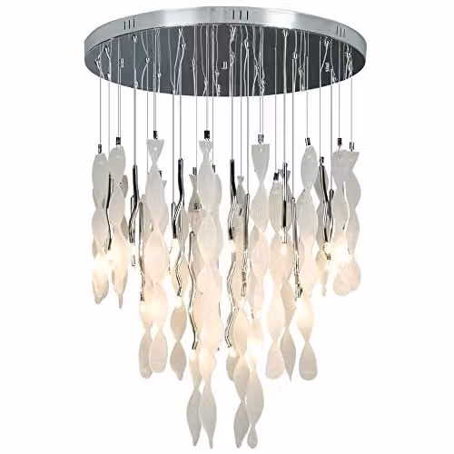 Netlighting Papardelle 18 Light Cluster Pendant Ceiling Light in Chrome and Grey, H 95 x W 60 x D 60 cm