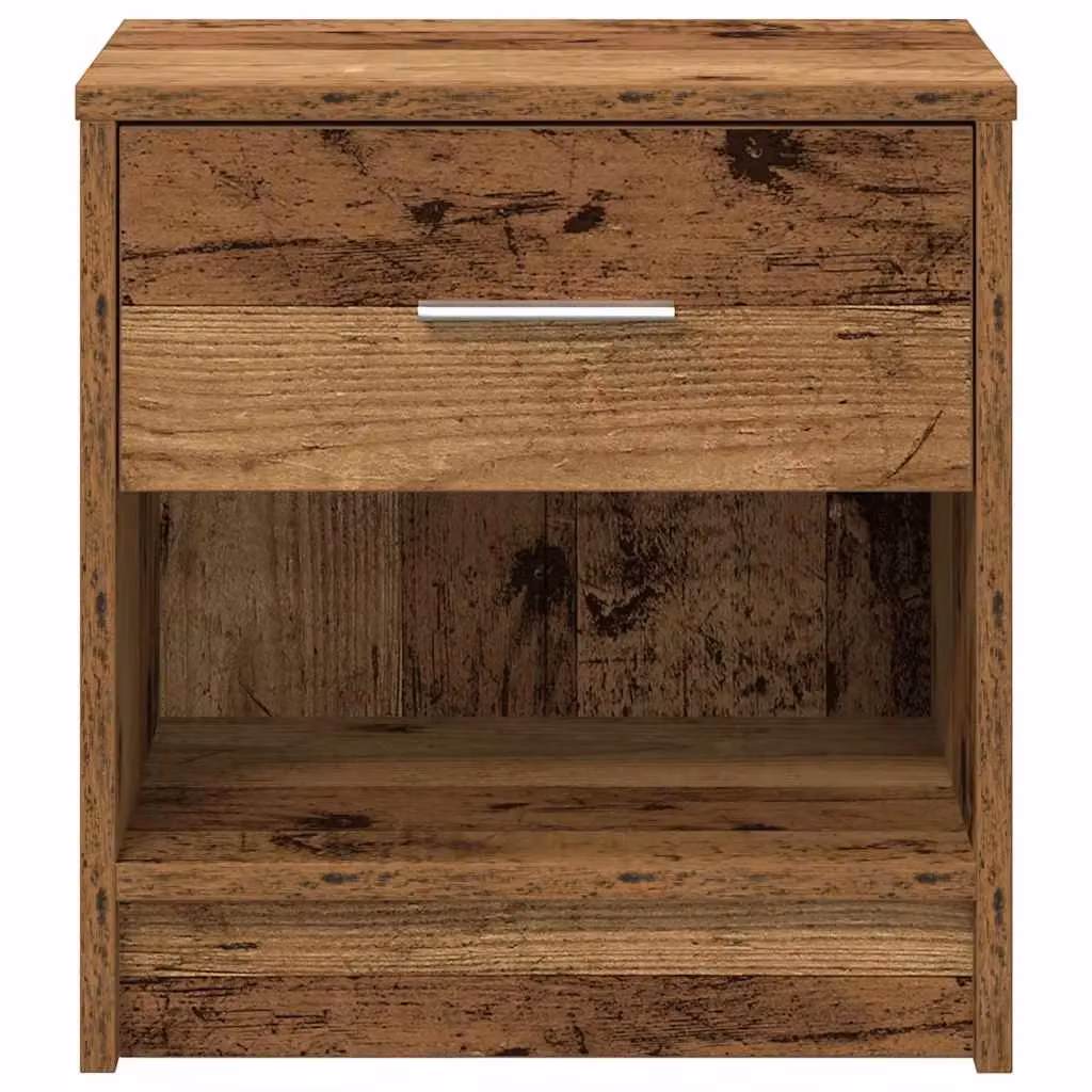 Berkfield Home Set of 2 Bedside Cabinets with Drawer in Brown Old Wood, W: 39 cm, D: 28 cm, H: 41 cm – 3