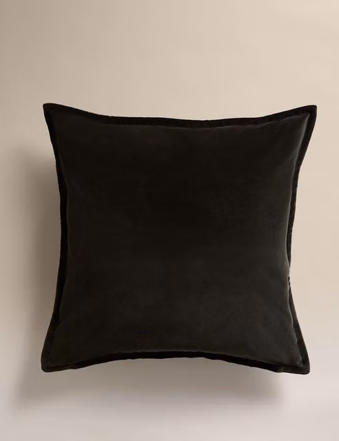 M&S Pure Cotton Velvet Square Cushion in Green