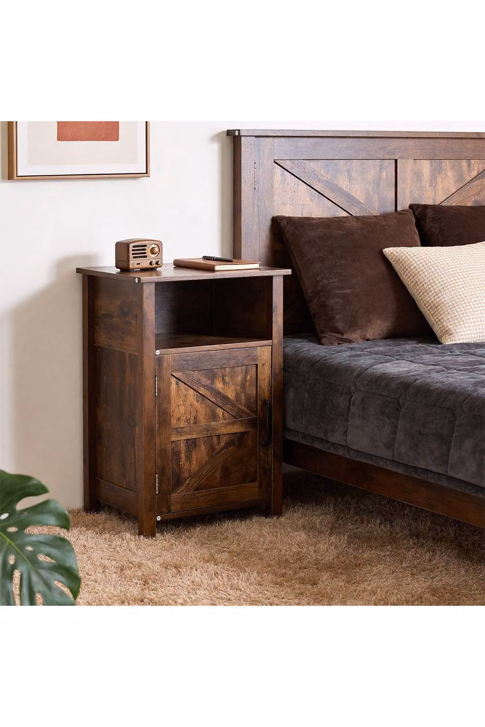 Living and Home Brown Melamine-Faced MDF Bedside Table – 2