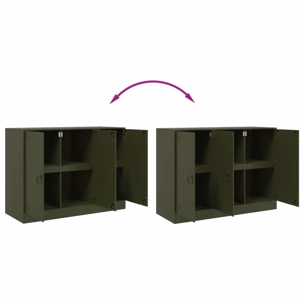 Berkfield Home Industrial Sideboard in Matt Olive Green Metal, W/D/H: 99 x 39 x 73 cm – 5