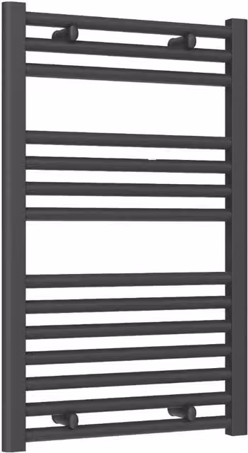 Bathroom Kingdom Diva Anthracite Straight Heated Towel Rail, Grey, W: 80 cm, D: 50 cm