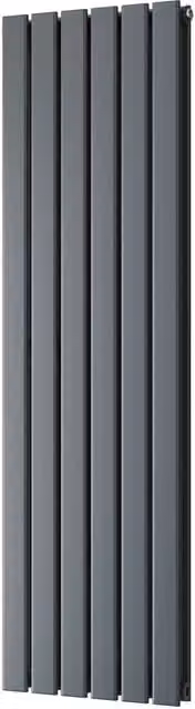 UK Radiators Typhoon Anthracite Flat Tube Vertical Designer Double Panel Steel Radiator, W: 40.8 cm, H: 140.0 cm