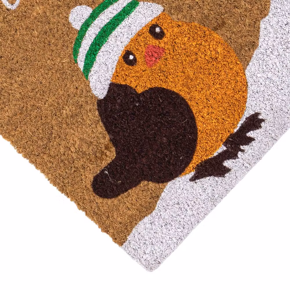 JVL Christmas Coir and PVC Doormat with Robins Design, Multicolour, W: 40 cm, D: 60 cm – 3