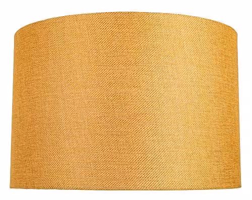 Happy Homewares Ochre Linen Fabric Drum Lampshade, Diameter: 30 cm