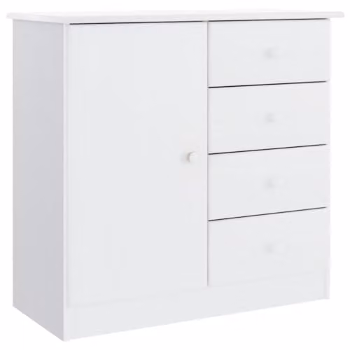 vidaXL ALTA Sideboard in White Solid Wood Pine, W: 77 cm, D: 35 cm, H: 73 cm – 1