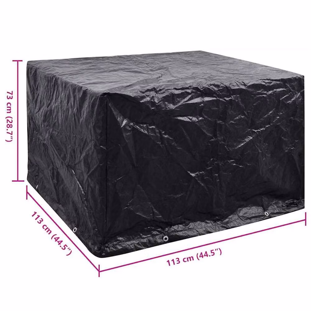 Berkfield Home Water-Repellent Black Poly Rattan Garden Furniture Cover for 4 Person Sets, W/D: 113 x 113 cm – 5