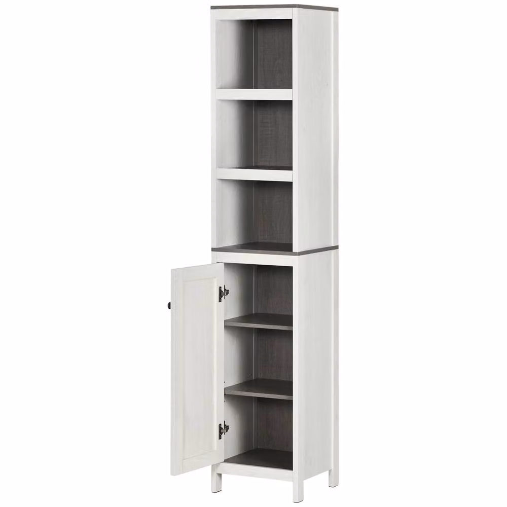 ERGOVEXA Modern White Corner Bathroom Storage Cabinet with Hinged Doors and Internal Shelves, H 161 x W 32 x D 30 cm – 2