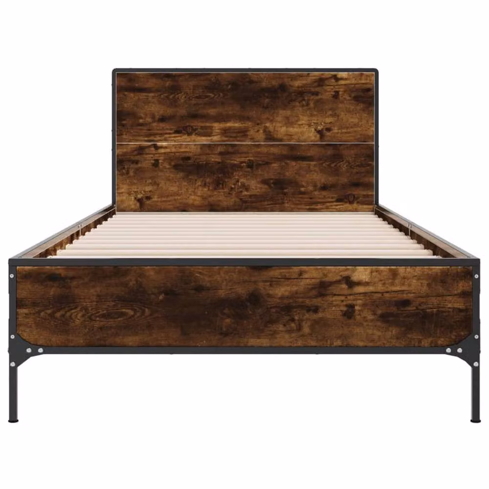 Berkfield Home Small Single Bed Frame in Smoked Oak and Brown, W/D/H: 75 x 190 cm – 4