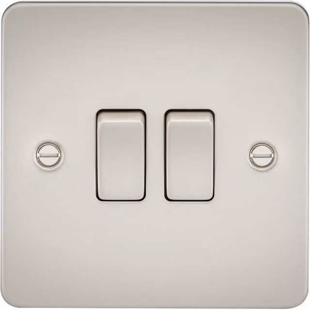 Knightsbridge FP3000PL Pearl Flat Plate 10AX 2G 2-Way Switch