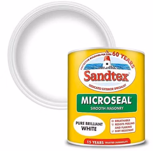 Sandtex Microseal Exterior Smooth Masonry Paint in White, 1L
