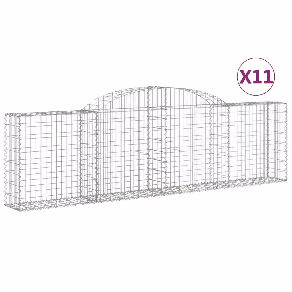 Berkfield Home Arched Gabion Baskets, 11 Pieces, Silver Galvanised Steel, W: 300 cm, D: 30 cm, H: 80/100 cm – 2