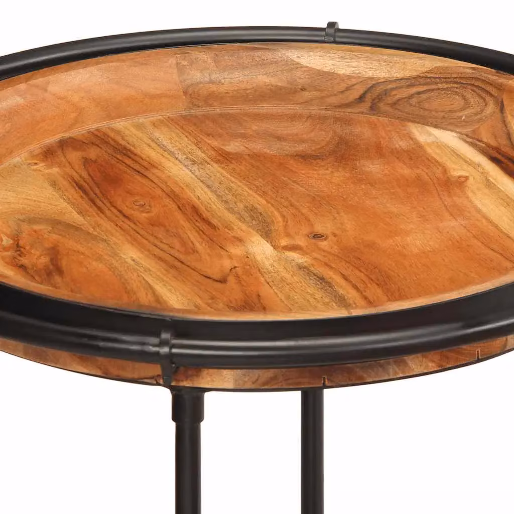 Berkfield Home 2 Piece Round Acacia Wood Side Table Set in Brown – 6