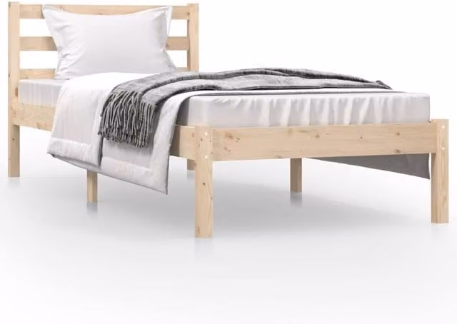 Berkfield Home Small Single Solid Wood Pine Bed Frame, Brown, W: 75 cm, L: 190 cm