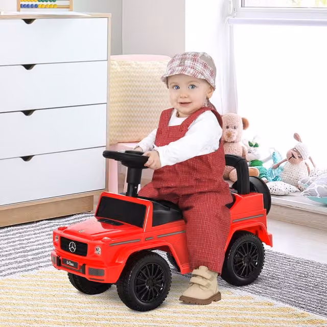 HOMCOM Mercedes Licensed Kids Ride-On Push Slider with Light and Sound Effects, Red