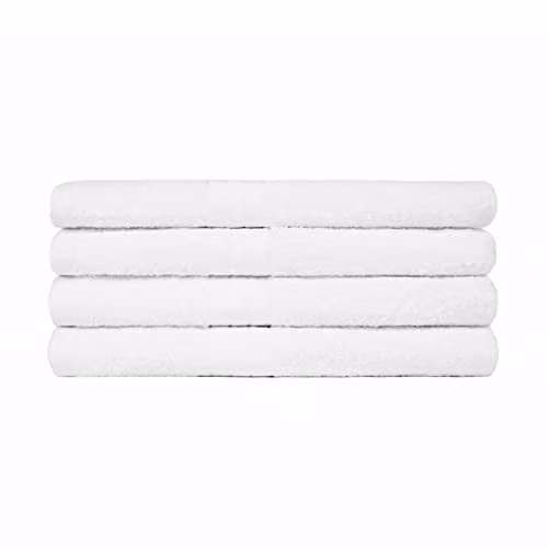 OHS 4 Pack of White Cotton Bathroom Towels, W/D/H: 70 x 70 x 115 cm