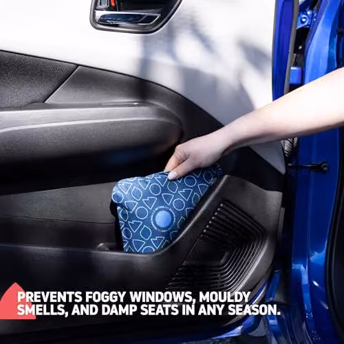 Hillington Reusable Triangle Car Dehumidifier Bags with Anti Slip Pads, Blue, 2-Pack – 5
