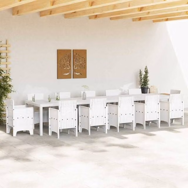 Berkfield Home White Poly Rattan Extendable Garden Table W: 400 cm, D: 100 cm, H: 73 cm