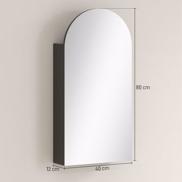 HOMCOM Modern Wall Mounted Black Bathroom Mirror Cabinet with Glass Doors and Internal Shelves